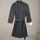 Vintage Rossi Trench Coat Mens 42 Black Lined Teflon DuPont Umberto Rossi NWT