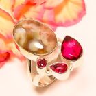 Natural Montana Agate Jewelry 925 Solid Sterling Silver Ring Size 7.5 For Women