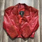 Vtg Red Leather Jacket Creaciones Exclusivas Moto Women’s Sz XS