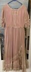 Antique 1900s Swiss Dot Lace Edwardian Silk Lined Dress Pink Large