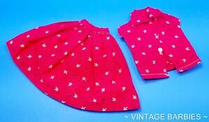 Vintage Barbie Doll Sized Red Skirt & Shirt Excellent ~ 1960's