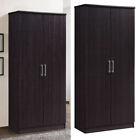 Wood 2-Door Wardrobe 4-Shelves Hanging Rod Bedroom Storage Closet Cabinet Home