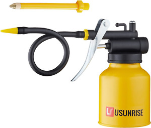 USUNRISE Multipurpose Metal Oil Can,Oil Can Pump Oiler with 2 Spout for All Need