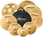 Arborea Cymbal Pack for Drum 8 pcs Super Polishing Cymbals Set Brilliant Gold He