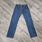 Vintage 90s Levis 501 Made in USA Jeans Distressed ButtonFly Inseam Size 35x38