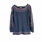 SCULLY women’s gray long sleeve embroidered top size medium western bohemian