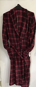 Sonoma Bath Robe House Coat Men  Plush Microfleece Red Plaid Size L/XL  NEW