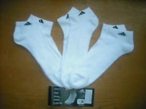 Mens NWT Adidas Low-Cut Socks 3prs BIG & TALL White Cushioned SOFT Sz:XL (12-15)