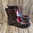 New Women’s Torrid Betsey Johnson Roses Leather Combat Punk Boots Size 10W