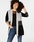 Charter Club Women's Pure Cashmere Colorblocked Cardigan Gray Size X-Large
