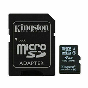 4GB Kingston Micro SD SDHC Memory Card Class 4 TF Card + SD Adapter