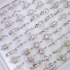 100pcs Wholesale Zircon Crystal Mixed Rings Bulk Finger Band Ring Jewelry Lot