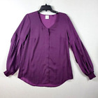 CAbi Entice Blouse Purple Sheer Long Sleeve Womens Size Small