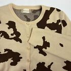Altar’d State Button Front Cropped Long Sleeve Cow Print Sweater Large