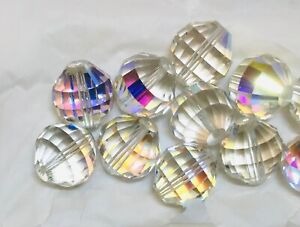 Vintage Swarovski® Crystal Geometric Beads #340 - 14mm - Crystal AB-  12 Pieces