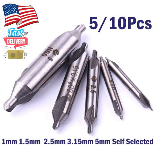 10x Center Drill Countersink Bit 60° Angle Tip Set Drilling Tool 1mm-5mm Selecte