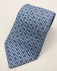 HERMES VINTAGE INITIAL H GRIDS TIE CHECK CHAINS PATTERN HIGH END FRANCE BLUE