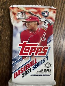 2021 TOPPS SERIES 1 JUMBO HOBBY PACK BASEBALL 46 Cards - Possible Auto Relic