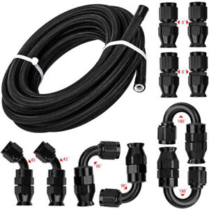 6AN-8AN-10AN Black Nylon E85 PTFE Fuel Line 10-30FT w/6 or 10 Fittings Hose Kit