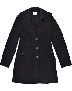OASIS Womens Trench Coat UK 10 Small  Black Cotton UC80