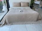 100% Cotton Muslin Throw Blanket 4 Layers Bedspread Muslin Bed Cover Beige
