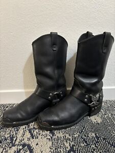 Men's Dingo Eagle Insulated Black Leather Biker Harness Boots Size 11 EW