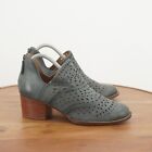 Sofft Womens Wyoming Ankle Boots Cutout Blue Leather Block Heel Zip Up Size 6.5