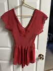 Vnt 80s 90s Cinema Etoile Red Sheer Lace Nylon Babydoll Mini Nightgown Small