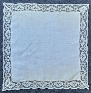 Antique/Vintage Handmade White Brussels/French Point de Gaze Handkerchief