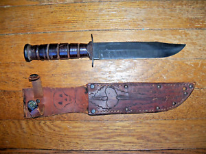 WW2 KABAR Camillus NY USMC Fighting Knife MK2 Pinned w/ Hand Embellished Sheath