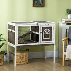 Rabbit Hutch Guinea Pig Cage w/ Removable Tray, Openable Roof