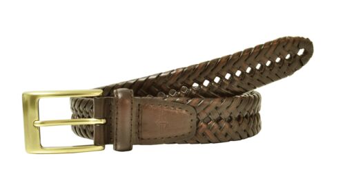New Dockers Men's Big & Tall Leather Adjustable Double V-Weave Braided Belt