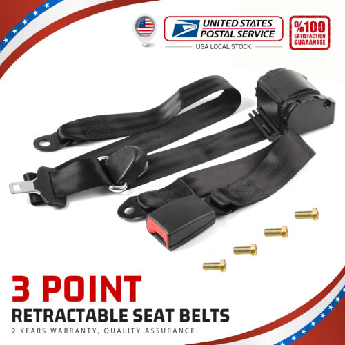 1Pc Universal Lap Seat Belt 3 Point Adjustable Safety Seat Belt for Go/Golf Cart