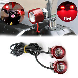 2x Universal Motorcycle Rearview Mirror Eagle Eye 3 LED Flash Lights Accessories