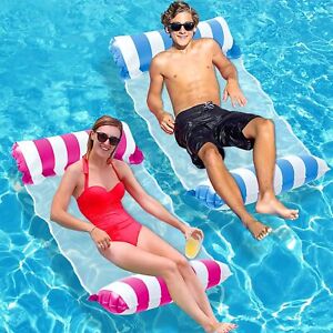 2 pcs Inflatable Floating Hammock Float Pool Lounge Water Bed Sea Chair Swimming