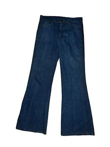 Vintage Lee Jeans Mens Blue 32x32 Bell Bottom Flare 1970s Brushed Denim Talon