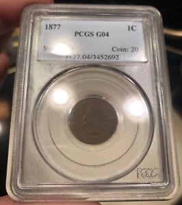 1877 Indian Head Cent graded G04 by PCGS Key Date Nice Coin SCARCE