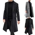 Men's Trench Coat Wool Long Coat Collar Coat Coat Long Sleeve Button Warm Coat
