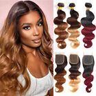 10A Ombre Body wave Bundles with Closure Human Hair 4×4 Lace Closure Remy Hair