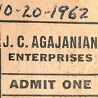 Vintage Ascot Park Gardena, Calif USAC Midgets Race / Racing Ticket Oct 20 1962