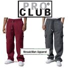 Pro Club Men's Fleece Drawcord Pants Causal Heavyweight Cargo Sweatpants