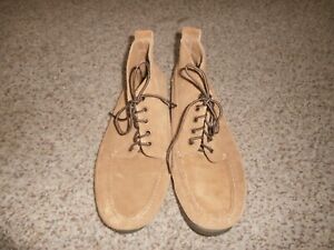 LL Bean Men's Brown Suede Leather Handsewn Moccasin Chukka Ankle Boots Size 12 D