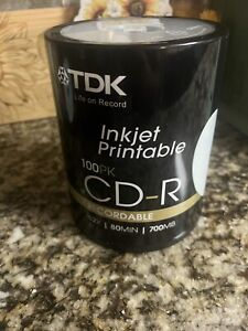 TDK CD-R 52x 80 Minute 700 MB/MO 100 Pack Brand New Disk Recordable CDs
