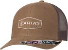Ariat Mens Hat Baseball Cap Mesh Snap Logo Brown