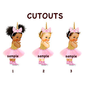 Cutouts Unicorn Princess Pink Gold Tutu Sneakers Gold Horn Baby Shower Birthday