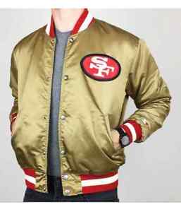 Mens San Francisco 49ers 80s Bomber Vintage Gold Jacket