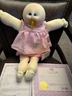 New Cabbage Patch  Xavier Roberts Soft Sculpture Bald Girl w/ pacifier & papers