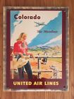 Colorado Western Cowgirl United Airlines Travel Poster Vintage Framed Sign Decor