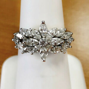 925 Silver Filled Ring Women Elegant Women Cubic Zircon Jewelry Gift Sz 6-10