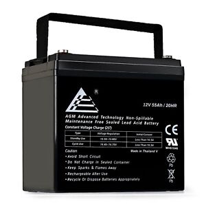 12 Volt (12V) 55 Amp (55Ah) VRLA AGM Sealed Lead Acid Battery 55 AMPS HIGH CAP